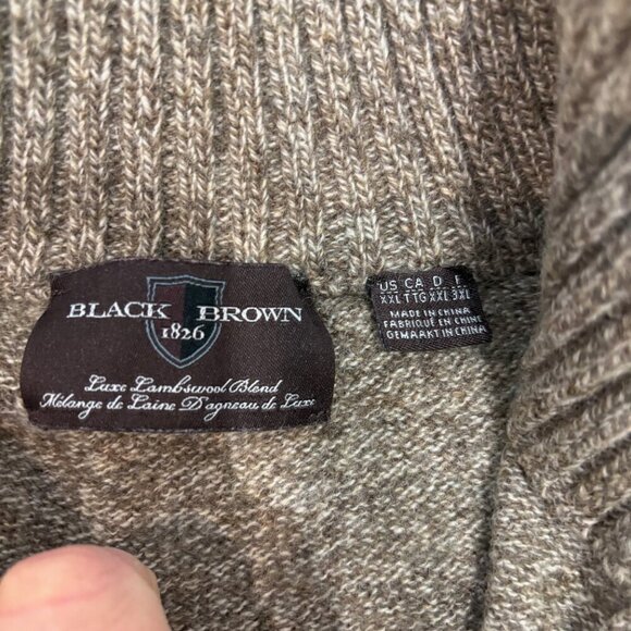 Black Brown Men's Wool Extra Soft Quarter-Zip Sweater sz XXL - Picture 8 of 8